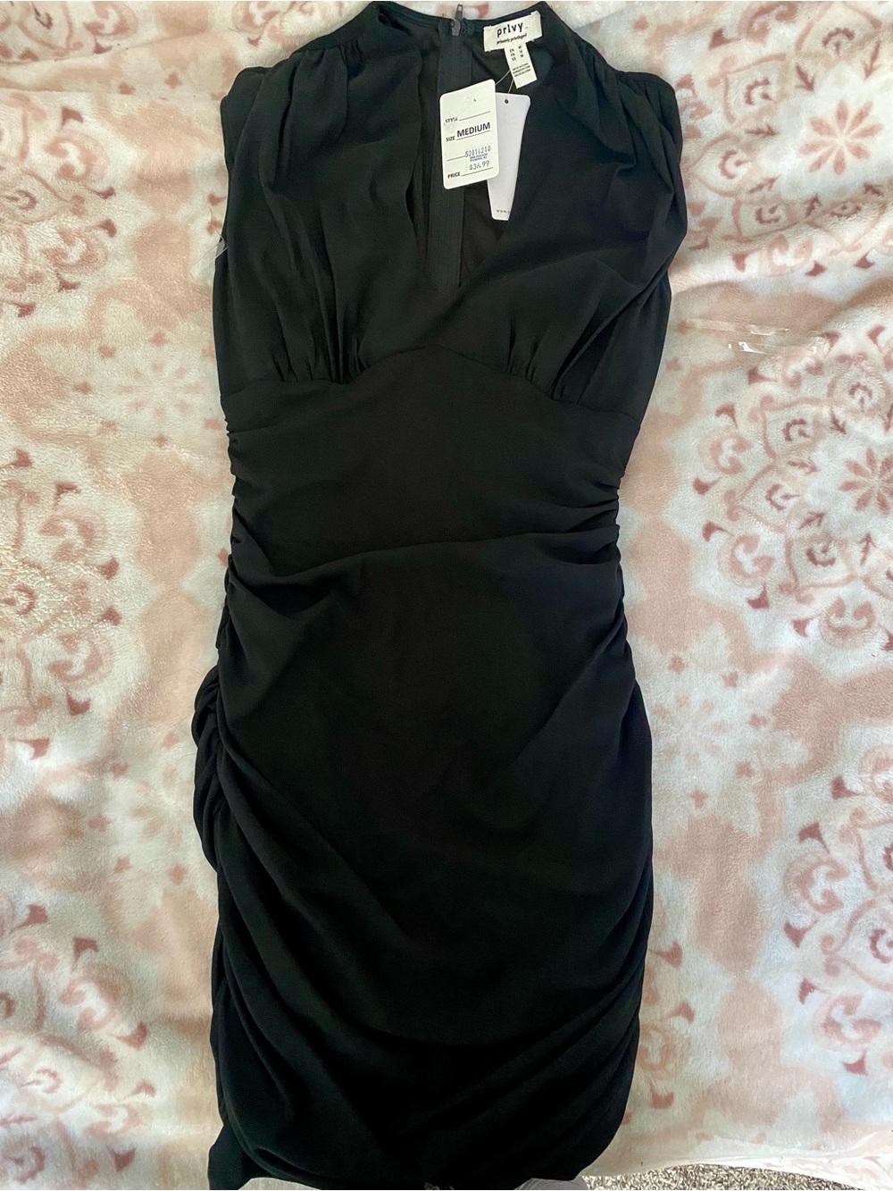 Black Ruched Sheath Dress